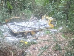 Pemotor Tewas,Truk Bermuatan Bata Hebel Masuk Jurang di Jalur Nasional Leuwisadeng-Cigudeg
